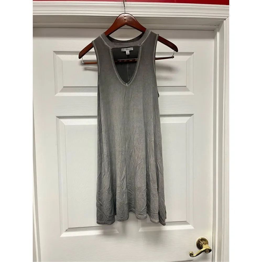 American Eagle Soft Gray Green Sleeveless Trapeze Slinky Dress sz S EUC